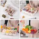 Amzcku Divided Serving Tray with Lid and Handle - Snackle Box Charcuterie Container for Portable Snack Platters - Clear Organizer for Candy, Fruits, Nuts, Snacks - Perfect for Party, Entertaining (1 pack 8 Compartments)