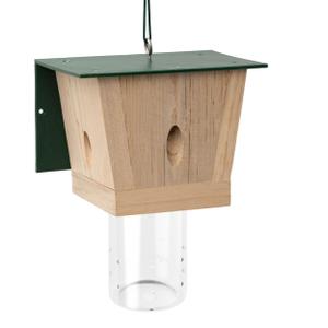 Carpenter Bee Trap for Outside - Green Pentroof Shed Style Nature Hanging Wood Carpenter Bee Traps Outdoor - Best Bee Trap - Insect Traps with Removable Vault (1 Pack)