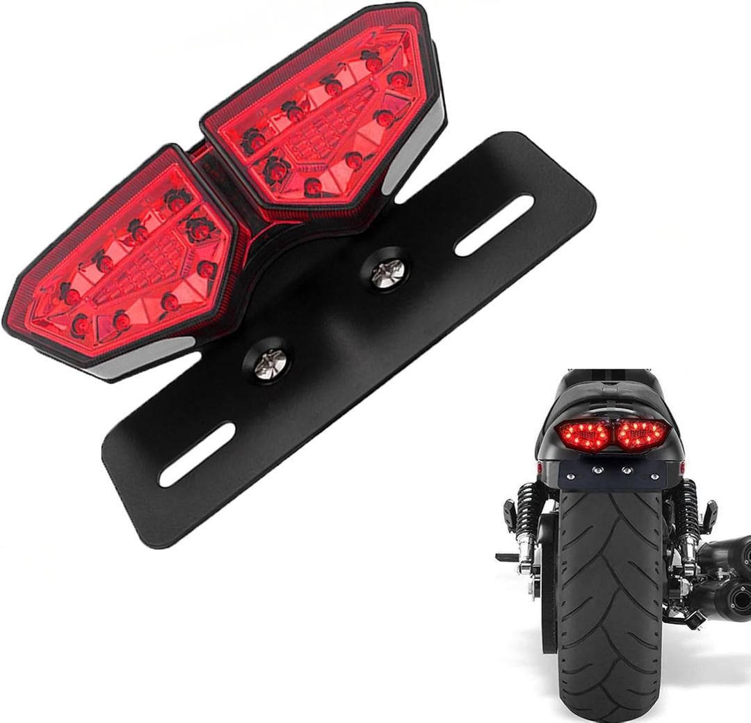 Anki HappiGo Motorcycle Tail Light, Motorcycle Integrated Brake Tail&Turn Signal Light with License Plate Bracket for Harley, Honda, Yamaha, Suzuki, Motorbikes, ATVsRed