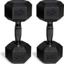 Coated Dumbbell Set with Black handles, 25LBx2