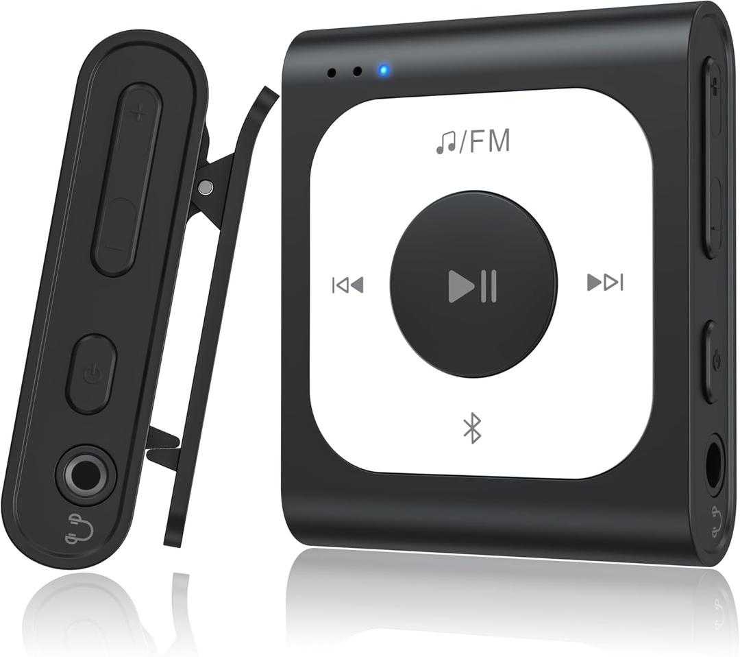AGPTEK 64GB Clip MP3 Player with Bluetooth, A53PL Portable Music Player with FM Radio, Shuffle, No Phone Needed, for Sports(Black)