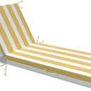 L'AGRATY Outdoor Lounge Chaise Cushion: 72x21x3 Inch Waterproof Lounge Chair Cushion for Outdoor Furniture with Fade Resistant Removable Cover - Patio Cushions for Pool Lawn Deck(Khaki White 1Pack)