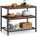 VASAGLE Kitchen Island with 3 Shelves, 39.4 Inches Width Kitchen Shelf with Large Worktop, Stable Steel Structure, Industrial, Easy to Assemble, Rustic Brown and Black UKKI005B01, 39.4"W x 35.4"H