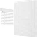 1 Inch Aluminum Mini Blinds for Windows, Darkening Horizontal Window Blinds, 30" 31" 32" 33" 34" 35" 36" 37" 38" 39" 40" Cordless Blackout Privacy Roller Shades Door Blind for Bathroom(White)