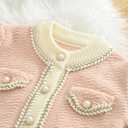 YETANLID Toddler Girls Sweater Skirt Set Sequin Cardigan Sweater Cable Knit Winter Coat Set Thick Cover Up Pink Size 4-5 Years (Pink)