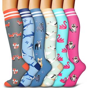 6 Pack Copper Compression Socks for Women and Men Circulation-Best Support for Medical, Running,Nursing,Athletic (Small-Medium, D-assorted18)