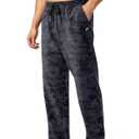 Pudolla Men's Cotton Yoga Sweatpants Athletic Lounge Pants Open Bottom Casual Jersey Pants for Men with Pockets (Medium, Black Camo)