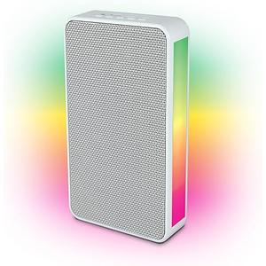 Wall Mounted Bluetooth Speaker with RGB Light, 10W Wireless Garage Audio System, Outdoor Powered Speakers for Patio, Backyard, or Movie Projector Setup, White, (1 Pack) 