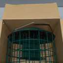 Kingsyard Tube Squirrel Proof Bird Feeders for Outdoor Hanging, Metal Caged Bird Feeder with Rain Proof Covered for Wildbirds Finches Bluebird, 4 Feeding Ports, Green