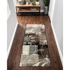 Superior Indoor Area Runner, Jute Backed, Perfect for Hallway, Entryway, Office, Living/Dining Room, Bedroom, Kitchen, Floor, Modern Floral Decor, Pastiche Collection, 2' 7" x 12', Beige