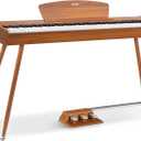 Donner DDP-80 Digital Piano 88 Key Weighted Keyboard, Full-size Electric Piano for Beginners, with Sheet Music Stand, Triple Pedal, Power Adapter, Supports USB-MIDI Connecting, Retro Wood Color, Compact