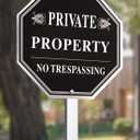 SWEETAPRIL No Trespassing Signs Private Property, All-Aluminum Yard signs, 10" x 10", 28" Metal Stakes Included