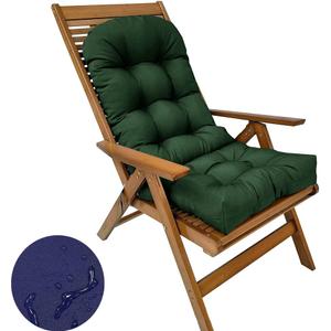 Waterproof Adirondack & Rocking Chair Cushion Indoor and Outdoor High Back Patio Cushions with Ties 43.3 X 19.7 Inch(Without Chair) (1, Dark Green)