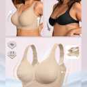 OEAK Womens Wireless Jelly Bra Plus Size Supportive Seamless Bras Full Coverage Push Up Comfortable No Underwire Tshirt Bras (Beige, XXXL)
