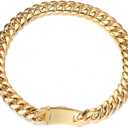 Heavy Duty Dog Chain Collar Stainless Steel 14mm 18K Gold Cuban Link Training Walking Metal Choke Dog Collar Suitable for Small and Medium Dogs [10-26inch] (22inch)