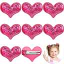 Syhood 9 Pieces Valentine's Day Heart Hair Clips Glitter Sequin Heart Barrettes Hair Clip for Valentines Accessories Christmas Birthday Wedding Themed Party(Rose Red)