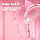 Jimonyer Gaming Headset for PC/PS4/PS5/Xbox One/Switch, Stereo Surround Sound Gaming Headphones with Noise Canceling Flexible Mic, Computer Headset with 3.5mm Jack & RGB Light (PinkCat)