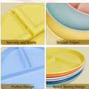 Divided Plates for Adults (8 Packs), Unbreakable Portion Control Plate Sectioned with Dividers, 9 Inch Plastic Food Separator Dinner Plates Lightweight Compartment BPA Free Reusable Microwave Safe