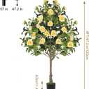 4FT Artificial Camellia Tree 2 Pack 47" Faux Camellia Plant with Black Pot, Realistic Leaves and Silk Floral Blooming for Indoor Outdoor Home Office Porch Decor, Yellow