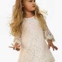 APRIL GIRL Flower Girl Dress, Lace Dress 3/4 Sleeve Dress 120