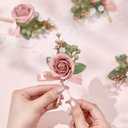 Serwalin 10Pcs Boutonniere for Men, Pink Groom and Best Man Boutonniere, Artificial Flowers for Wedding Decor, Prom, Homecoming, Ceremony Anniversary, Formal Dinner Party