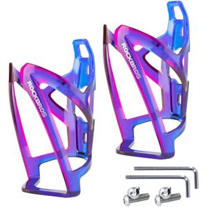 ROCKBROS Bike Water Bottle Holder Ultra-Light Bicycle Bottle Cages with Screws Tool, Universal Bike Cup Holder for Road MTB Mountain Bikes Cycling Accessories2 Pack (blue purple+blue purple)