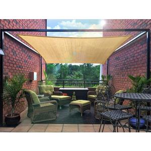 Patio Sun Shade Sail Canopy, 12' x 20' Rectangle Shade Cloth UV Block Sunshade Sail - Outdoor Cover Awning Shelter for Pergola Backyard Garden Playground (Sand Color)