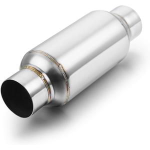 A-KARCK 2.5" Inlet Exhaust Resonator, 2.5" Inlet 2.5" Outlet 11.5" Overall Length Muffler Resonator Stainless Steel Polished