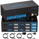 4K@120Hz Displayport KVM Switch 3 Monitors 2 Computers 8K@60Hz DP KVM Switches Triple Monitor Dual Port for 2 PC/Laptops Share 4 USB 3.0 Ports Support Extended & Duplicate Display Mode (Deep Blue)