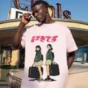 Oversized Graphic Tees Men Vintage Y2K Print Shirts Streetwear Unisex Harajuku T-Shirts (Black, L)