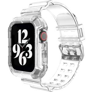 Compatible for Transparent Clear Apple Watch Bands 45mm 44mm 46mm 42mm 41mm 40mm 38mm 49mm Sport Band with Bumper Case for iWatch Series 11 10 9 8 7 SE 6 5 4 3 2 1, Ultra 3/2/1
