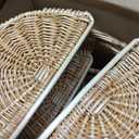 4 Pcs Flower Girl Baskets Half Moon Wicker Rattan with Handle, Light Color