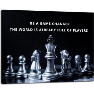 Inspirational Canvas Wall Art Motivational Quotes Be A Game Changer The World Is Already Full Of Players Pictures for Home Office Wall Decor Chess Posters Print Artwork Painting[18" W x 24" H]
