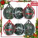 Zhengmy 6 Pcs Clear Christmas Wreath Storage Bag Wreath Storage Container With fixing strap Wreath Storage Box with Handles for Storing Garland Holiday Wreath Wrapping(24 Inches)