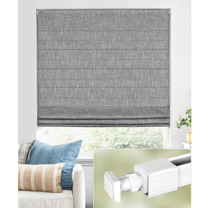 UNISHADES No Drill Cordless Roman Shades, Room Darkening, 35×64 in Charcoal