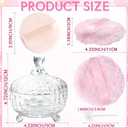 Large Body Powder Puff and Container, Glass Jar Dusting Powder Container with 2 Pcs Soft Large Dusting Powder Puff and Powder Spoon, Crystal Powder Container for Women Body Puff (Transparent)