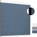 SUNFREE Cellular Shades Blackout Blinds Cordless Honeycomb Window Shades for Bedroom, Blinds for Window and Door, Home and Office, Blue, 30" W x 64" H