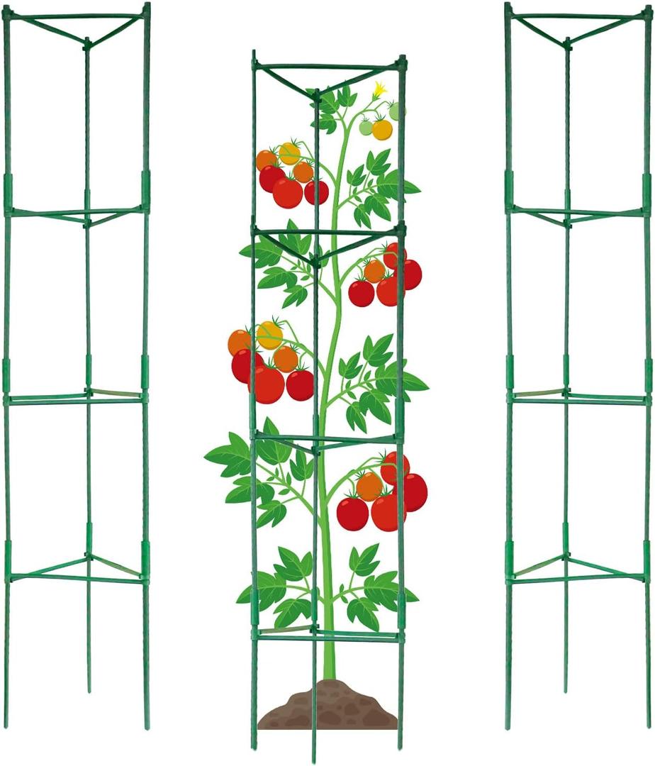 2Pack 63Inch Tomato Cages Plant Support Cages for Tomato, Climbing Plants Garden Plant Support Trellis with 15Pcs Twist Tie for Vertical Climbing Plant Stakes