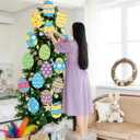 2 x 16 Pcs Large Easter Tree Decorations Egg Ornaments Cute Colored Egg Picks Ornaments Extra Large Pink Yellow Blue Easter Eggs Tree Picks Toppers for Home School Office Spring Party Vase Decor