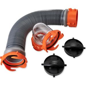Camco 3-Foot Super Heavy-Duty Tote Tank Sewer Hose Kit | 18mil HTS Vinyl (39645), Black