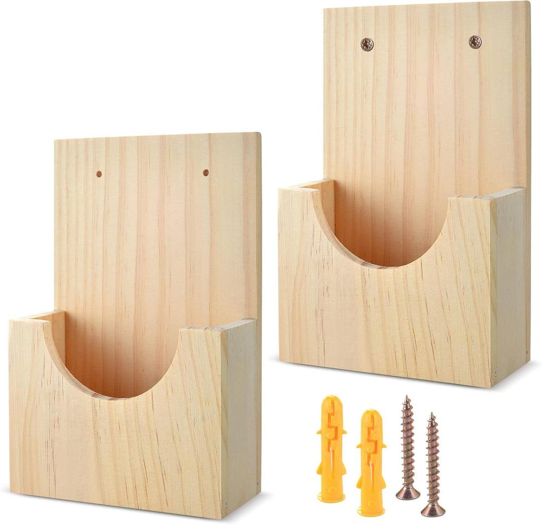 2-in-1 Wooden Wall Mount Pamphlet Holder - Hanging Display Stand for 4x6 Flyers & Trifold Brochures - Ideal for Office