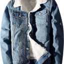 Springrain Men's Sherpa Fleece Lined Denim Jacket Warm Winter Trucker Jacket Cowboy Jean Jacket (L)