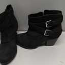 Women's Extra Wide Width Ankle Boots. Mid Heel, Side Zipper, Winter Booties, Adjustable Buckle (Size 8W)