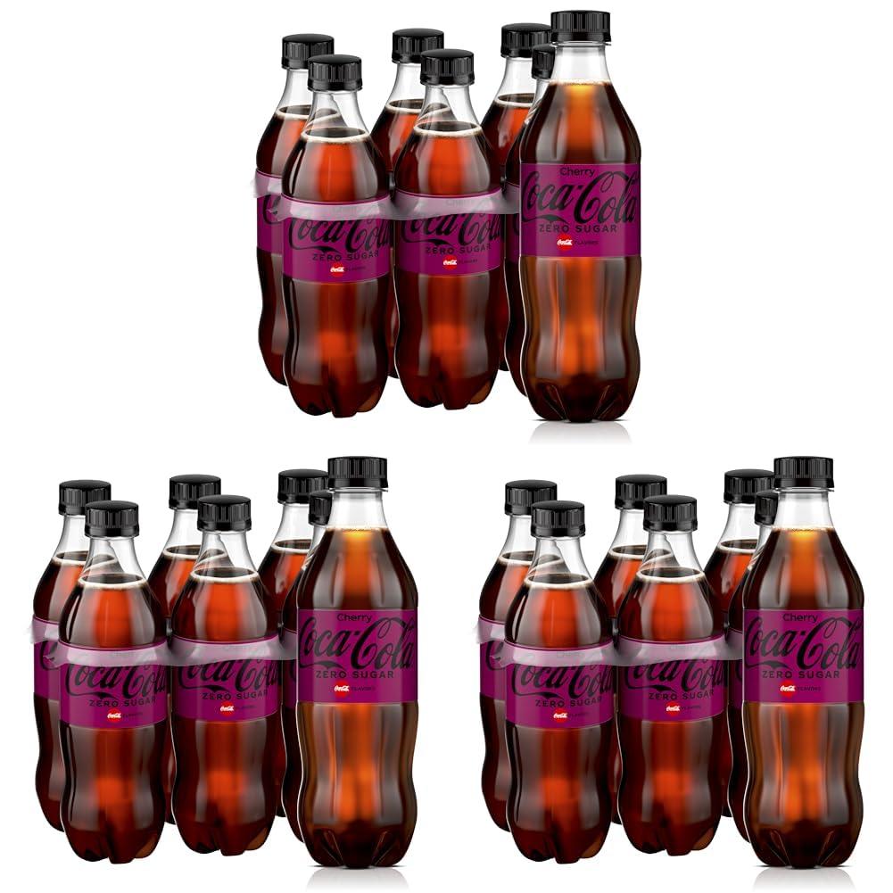 Cherry Coke Zero Sugar, Cherry Flavored Coca-Cola Diet Soda Soft Drink, 16.9 fl oz, 18 Pack, Best By Sep 01 25