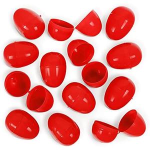 American Carnival Mart 60 Pack of Red Bulk Hinged Easter Eggs in Poly Bag Fillable for Easter Egg Hunt and Tossing Gifts 2-1/3"