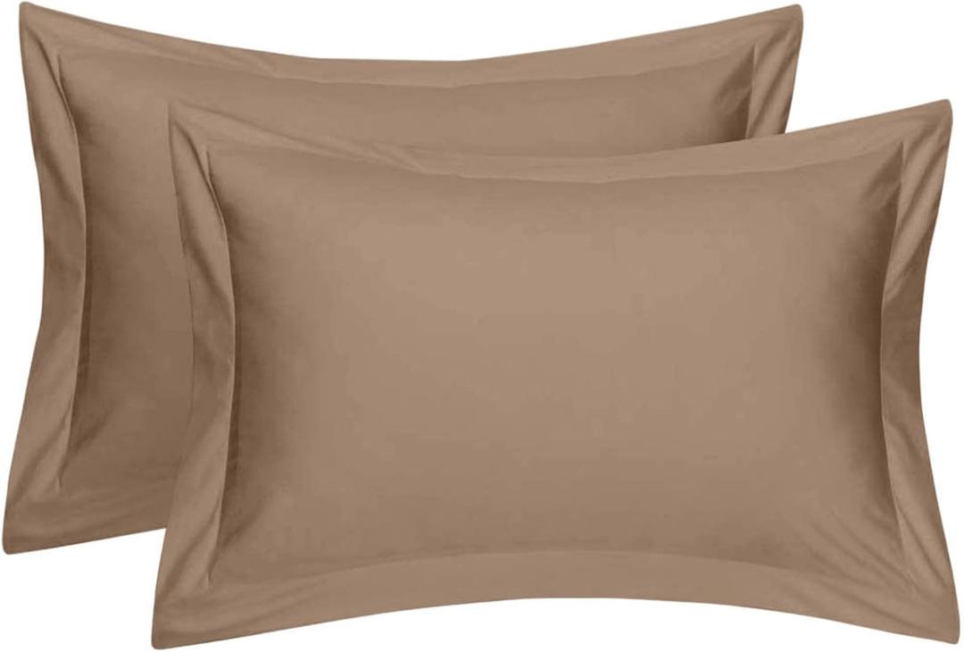 Cotton Metrics Heavy Quality King Pillow Shams Set of 2 Taupe 600TC 100% Organic Cotton Taupe Pillow Shams King Size 20X36 Decorative Pillow Cover with 2 Inch Flang