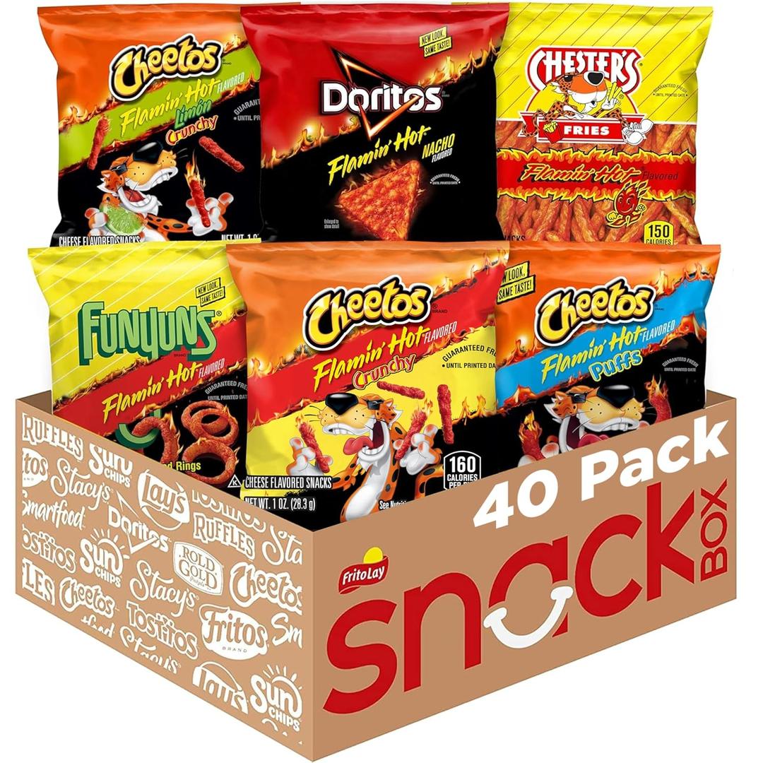 Frito-Lay Flamin' Hot Mix, Variety Pack, 3.34 Pounds, (Pack of 40), Packaging May Vary (EXP 09/08/26)