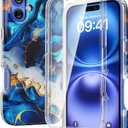 Diaclara Designed for iPhone 16 Plus Case, Full Body Rugged Case with Built-in Touch Sensitive Anti-Scratch Screen Protector, Upgraded [Full Camera Protection] for iPhone 16 Plus 6.7",Water Blue