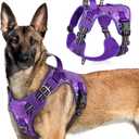rabbitgoo Tactical Dog Harness for Large Dogs, No Pull Military Service Vest with Handle & Molle, Easy Control for Training Walking, Adjustable Reflective Straps, Purple Camo, XL