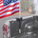GADFISH No Drilling Side Flag Pole Mount Kit for Truck Bed,Universal Black Flagpole Holder Fit Up to 1.5" Pole